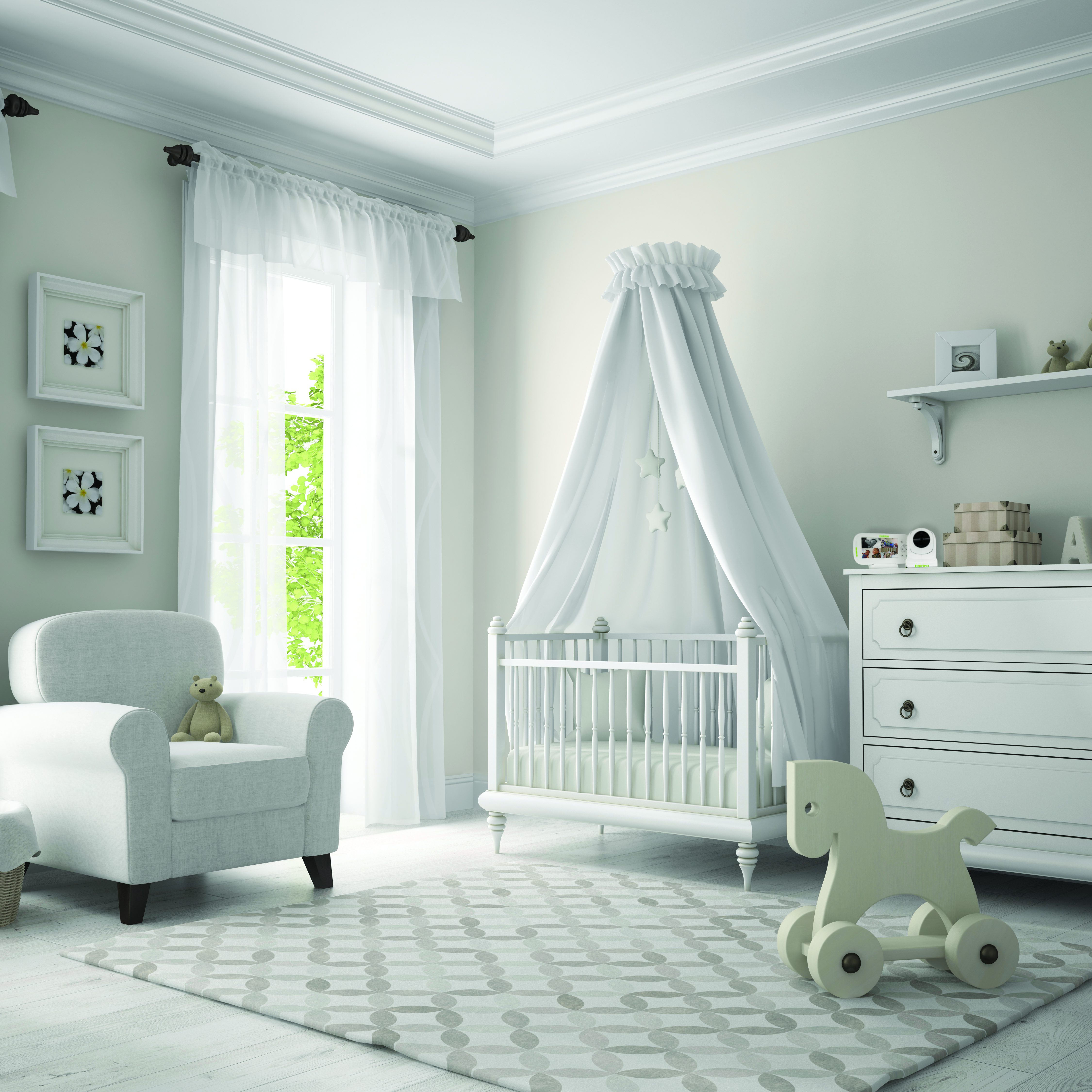 Classic children room white color 3D rendering