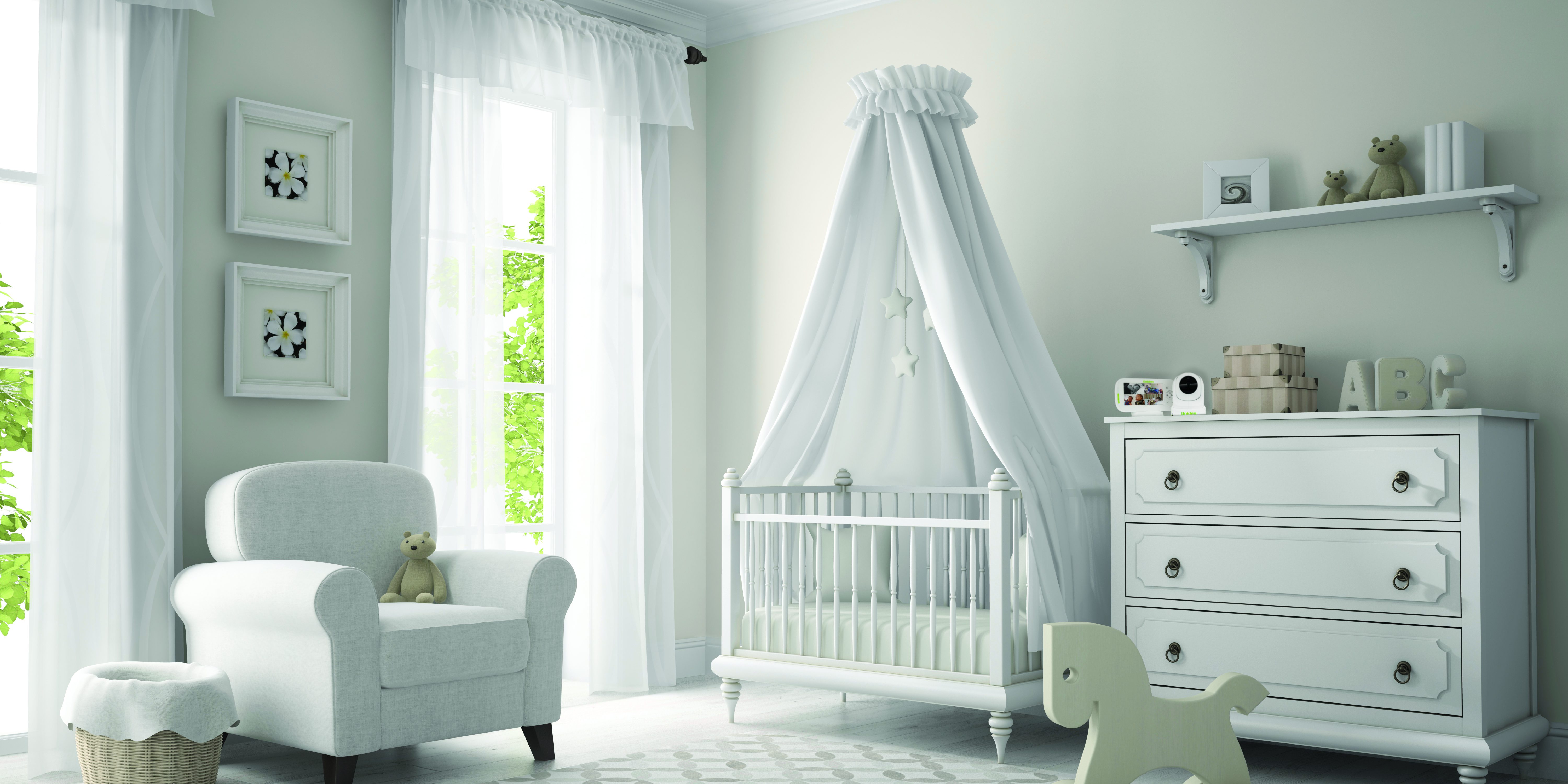 Classic children room white color 3D rendering